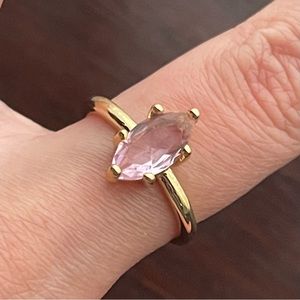 Gold Pink Crystal Ring